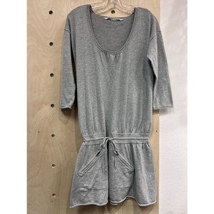 Athleta Womens Gray Layover Drawstring Tie Stretch Sweatshirt Dress Size Small